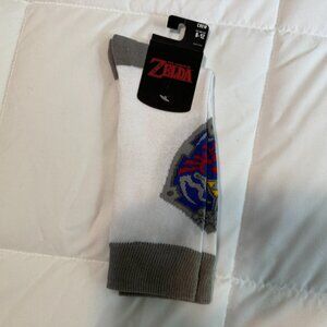 Men's Bioworld The Legend of Zelda Hylian Shield Crew Socks - Size L (WHITE)